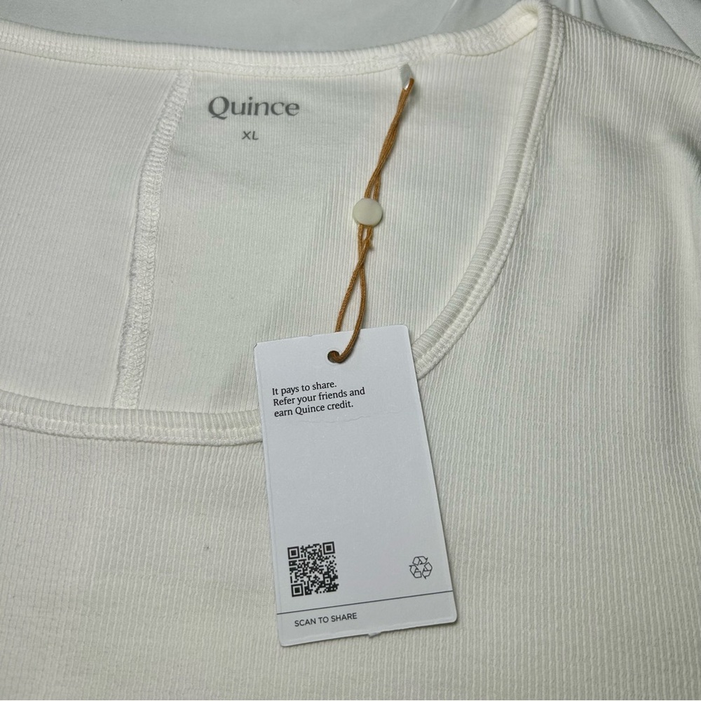 NWT Quince Organic Cotton Scoop Neck Short Sleeve White Top Spring 2025 Sz XL - Picture 12 of 14